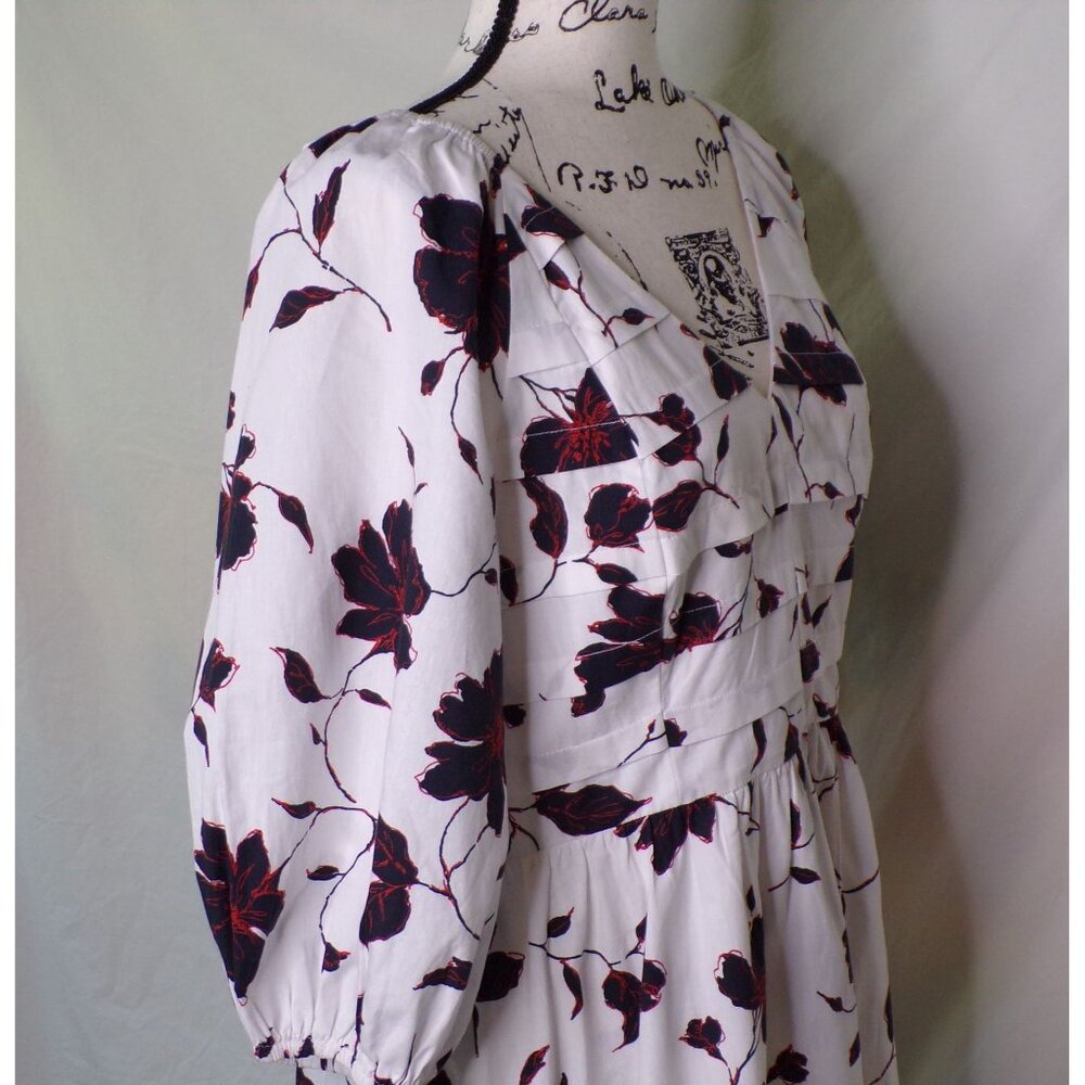 🆕DU PARADIS Floral Cotton Puff Sleeve Mini Dress Large - Picture 5 of 8